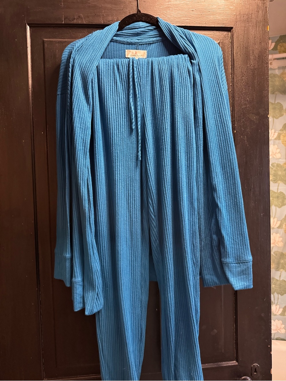 Cuddl Duds Teal-Blue Ribbed Set